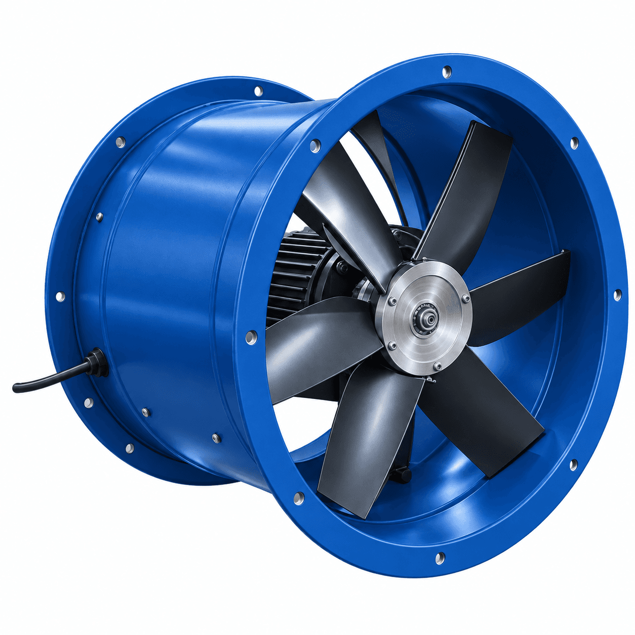Render de ventilador axial tubular de acionamento direto azul