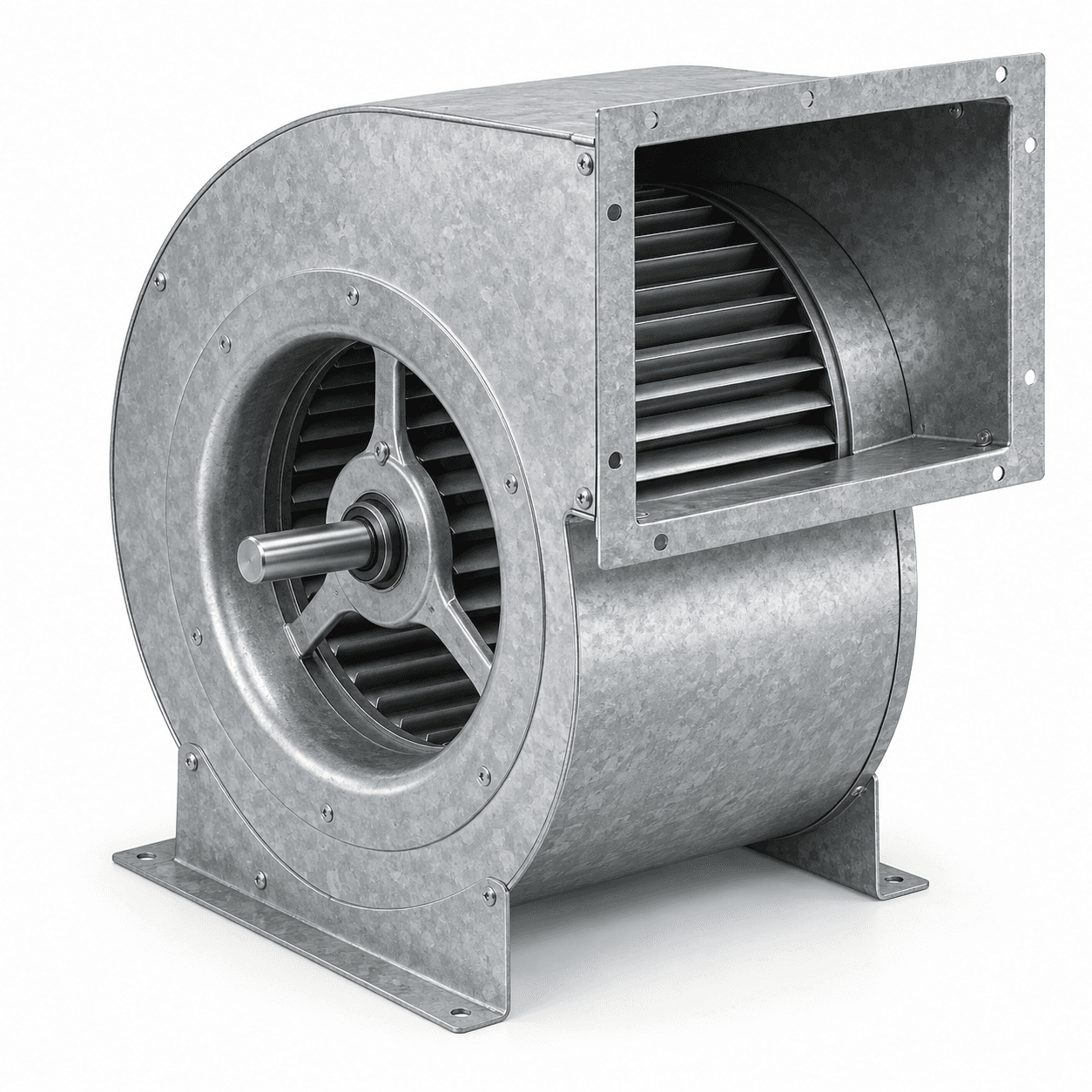 Render de ventilador Sirocco em chapa galvanizada