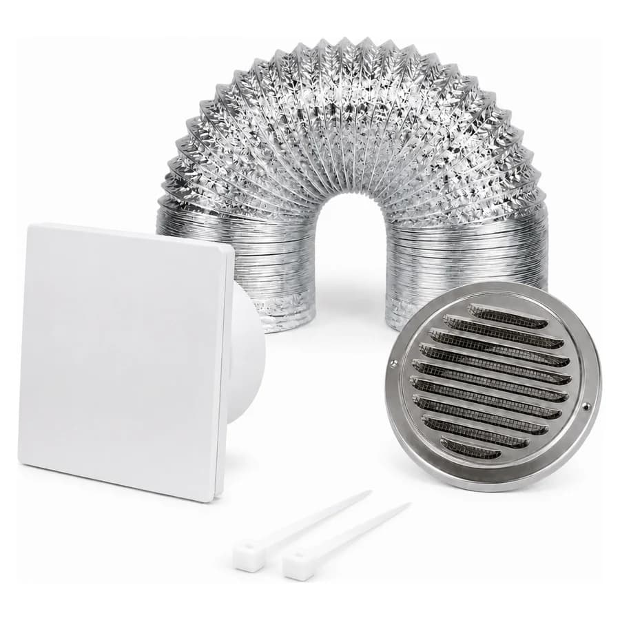 Kit de exaustão com exaustor de banheiro design, duto e grelha