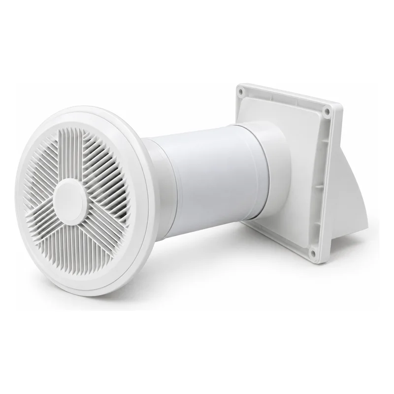 Kit de ventilação de parede com grelha interna, tubo de PVC e terminal externo